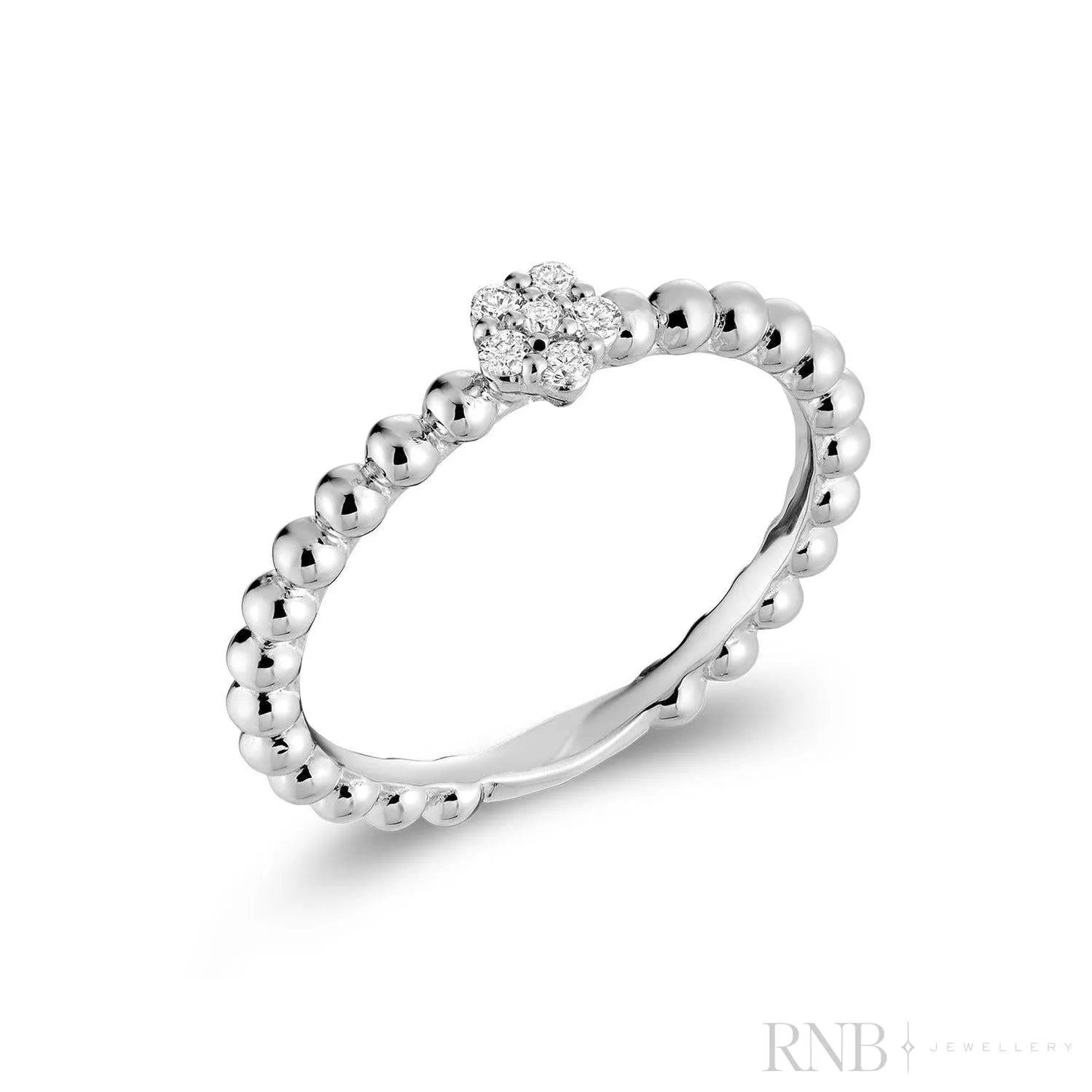 Solitaire Bead Flower Diamond Ring