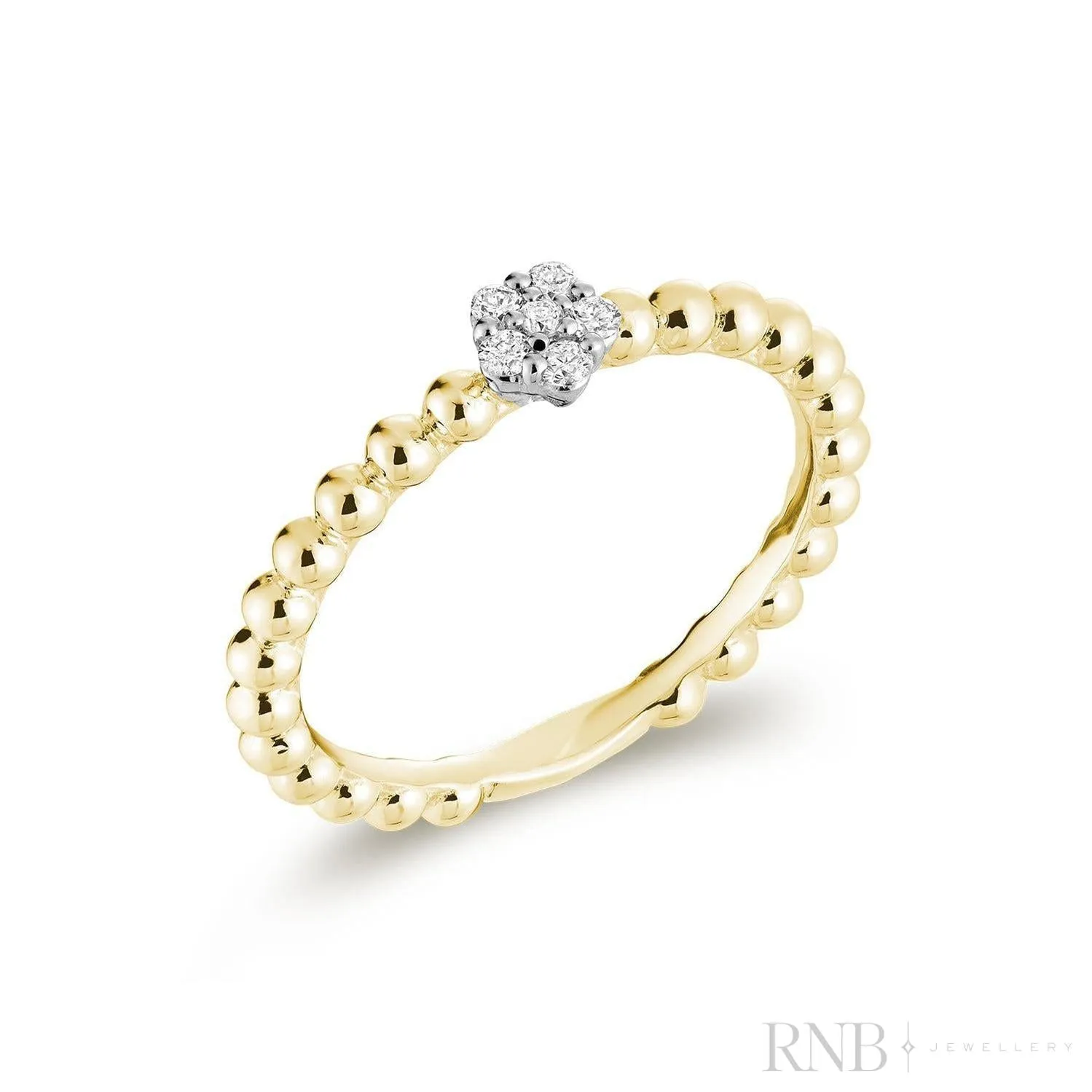 Solitaire Bead Flower Diamond Ring