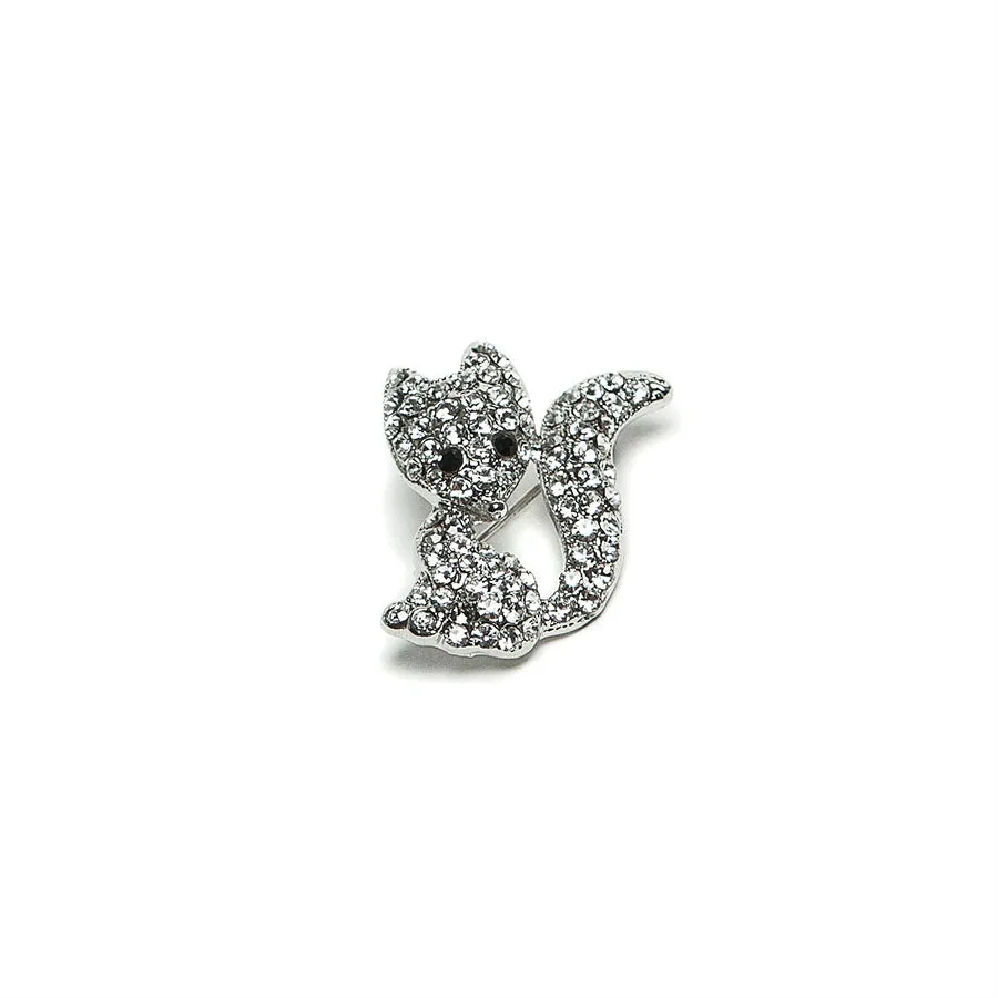 Sparkling Crystal Fox Brooch
