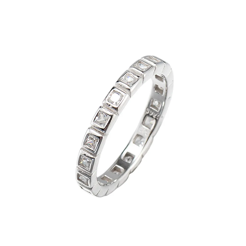 Square CZ Full Band Ring