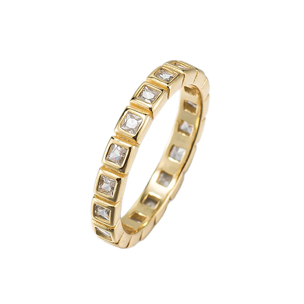Square CZ Full Band Ring