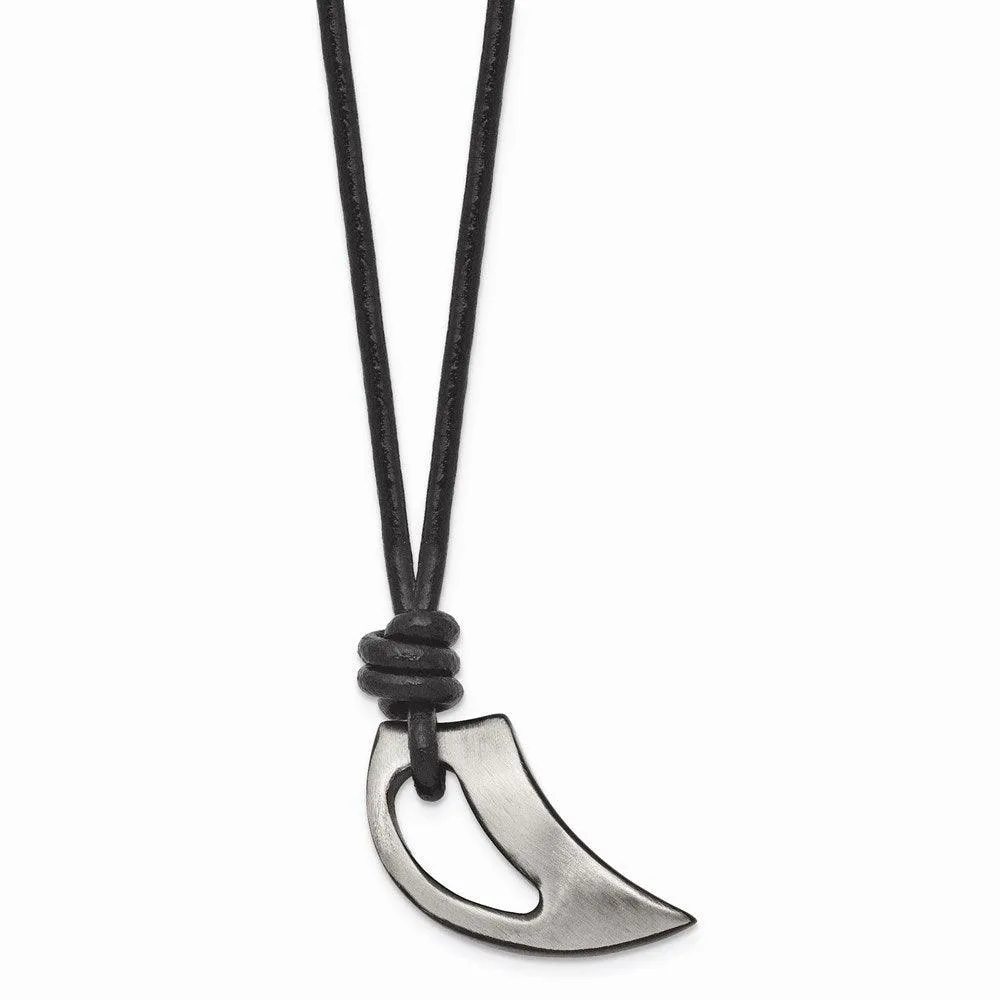 Stainless Steel Polished and Brushed Black IP-plated Claw Necklace