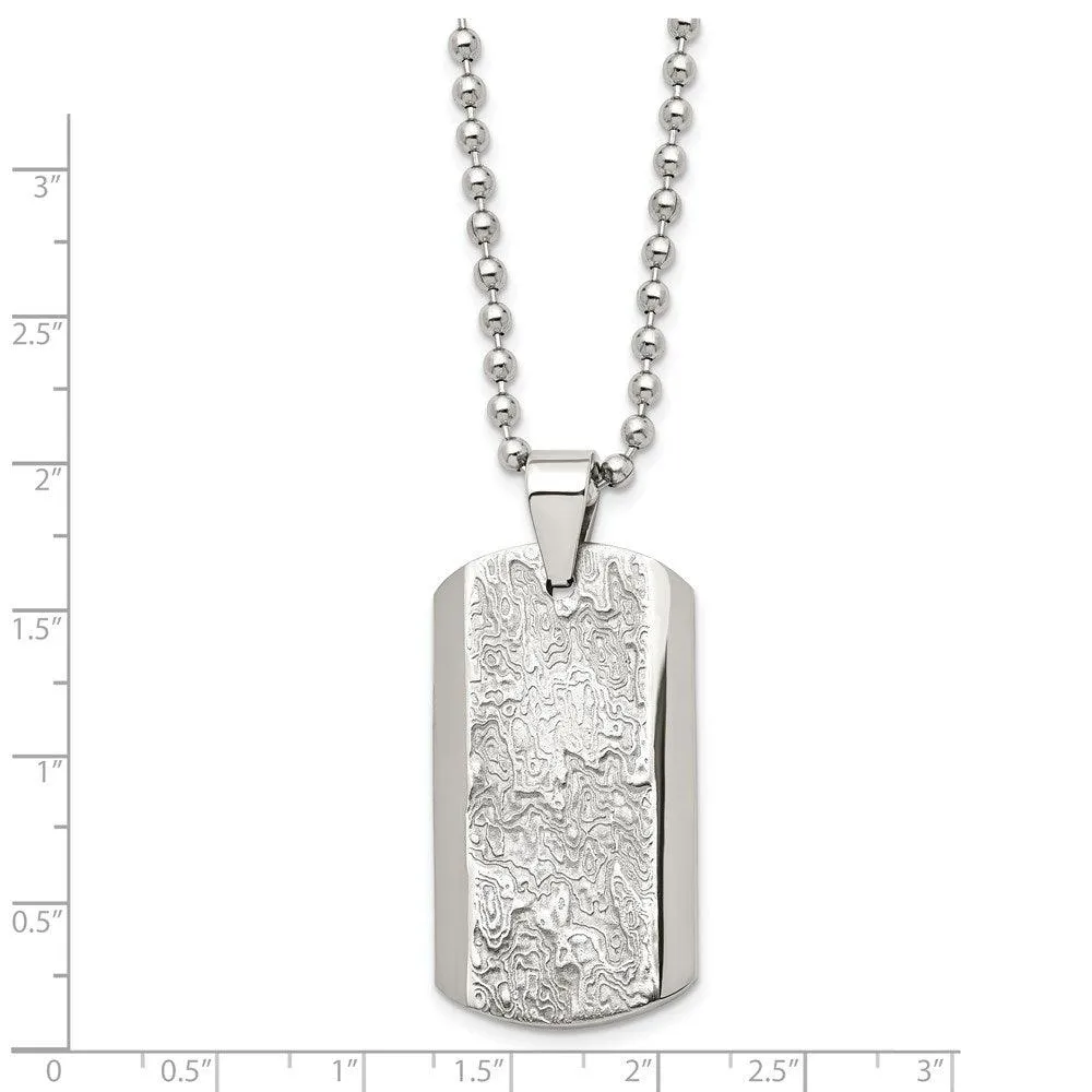 Stainless Steel Polished and Textured Necklace