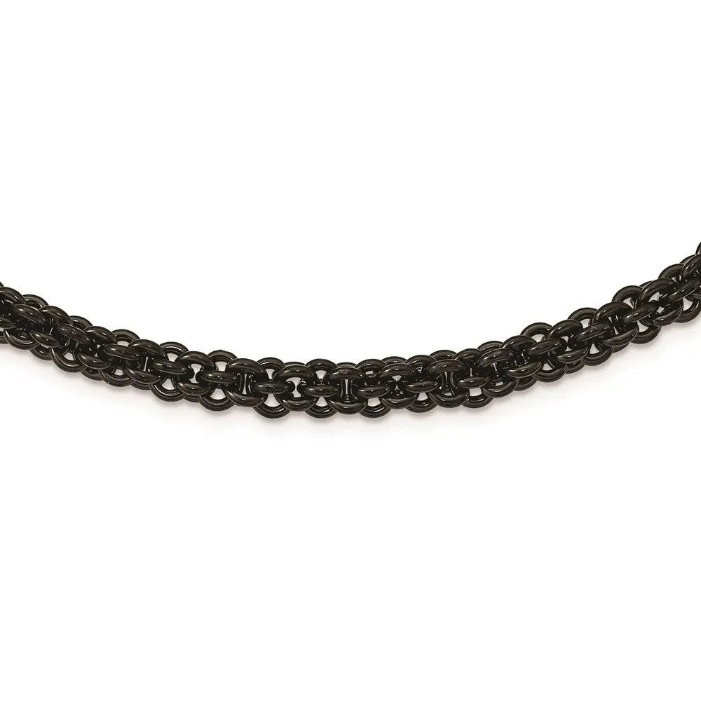 Stainless Steel Polished Black IP-plated 24in Necklace