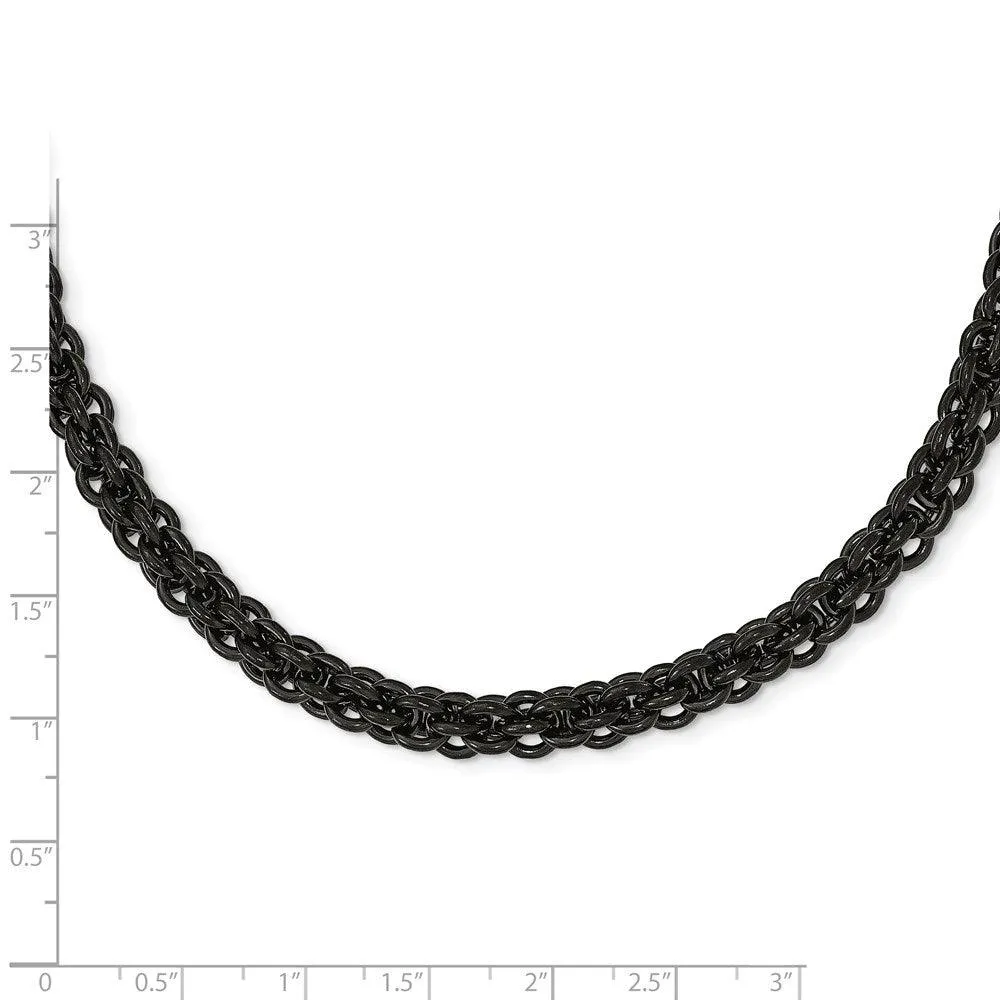 Stainless Steel Polished Black IP-plated 24in Necklace