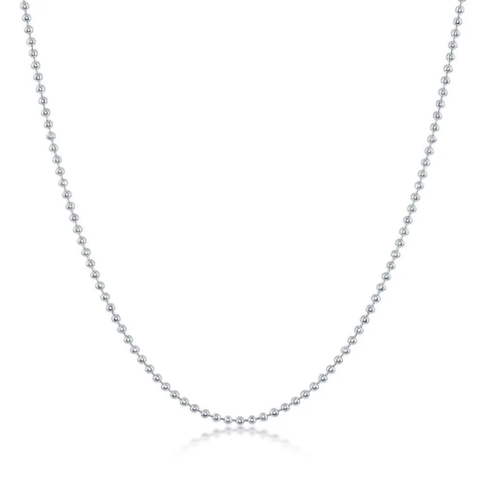 Sterling Silver 1.6mm Bead Bracelet, 7"