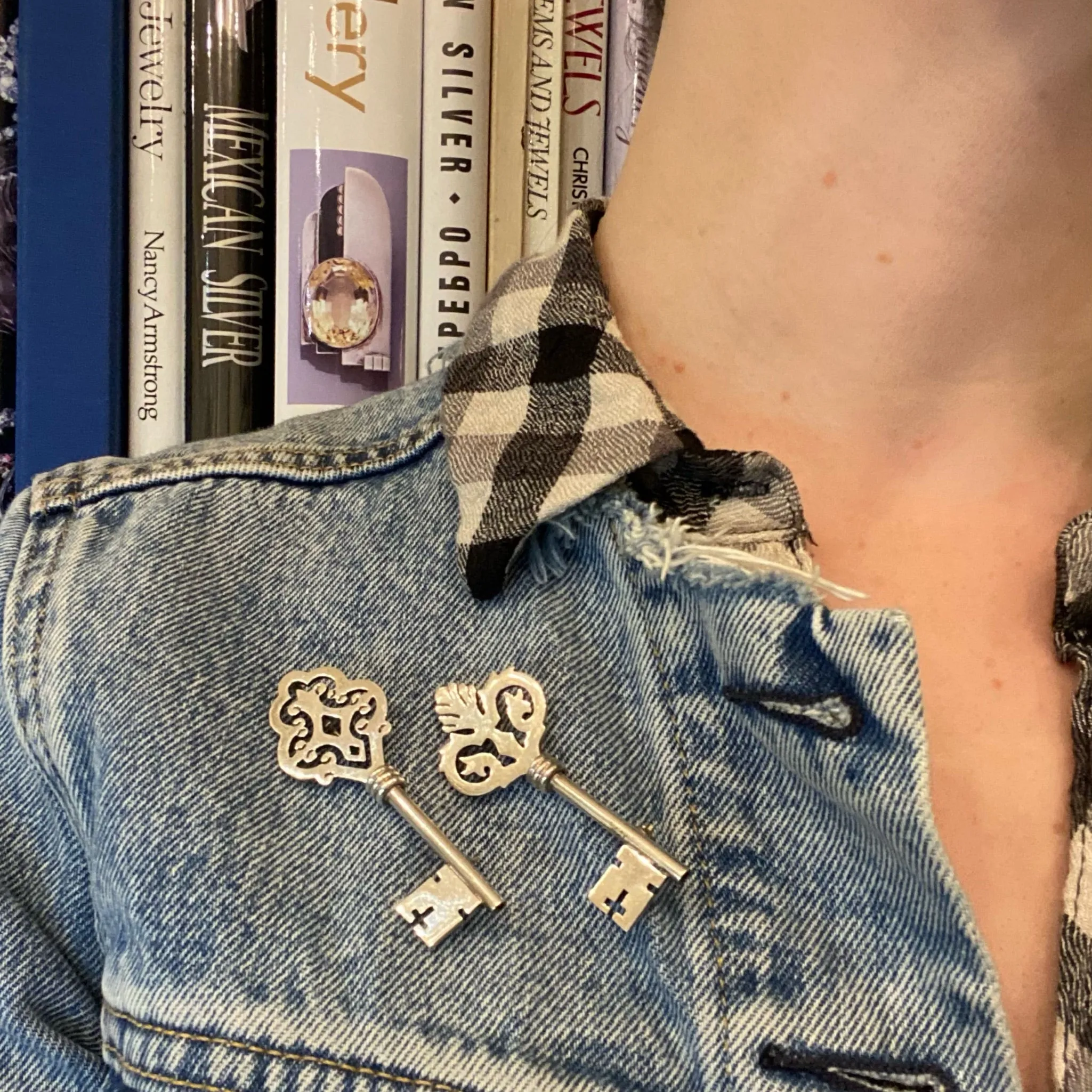 Sterling Silver Key Pendant Brooch