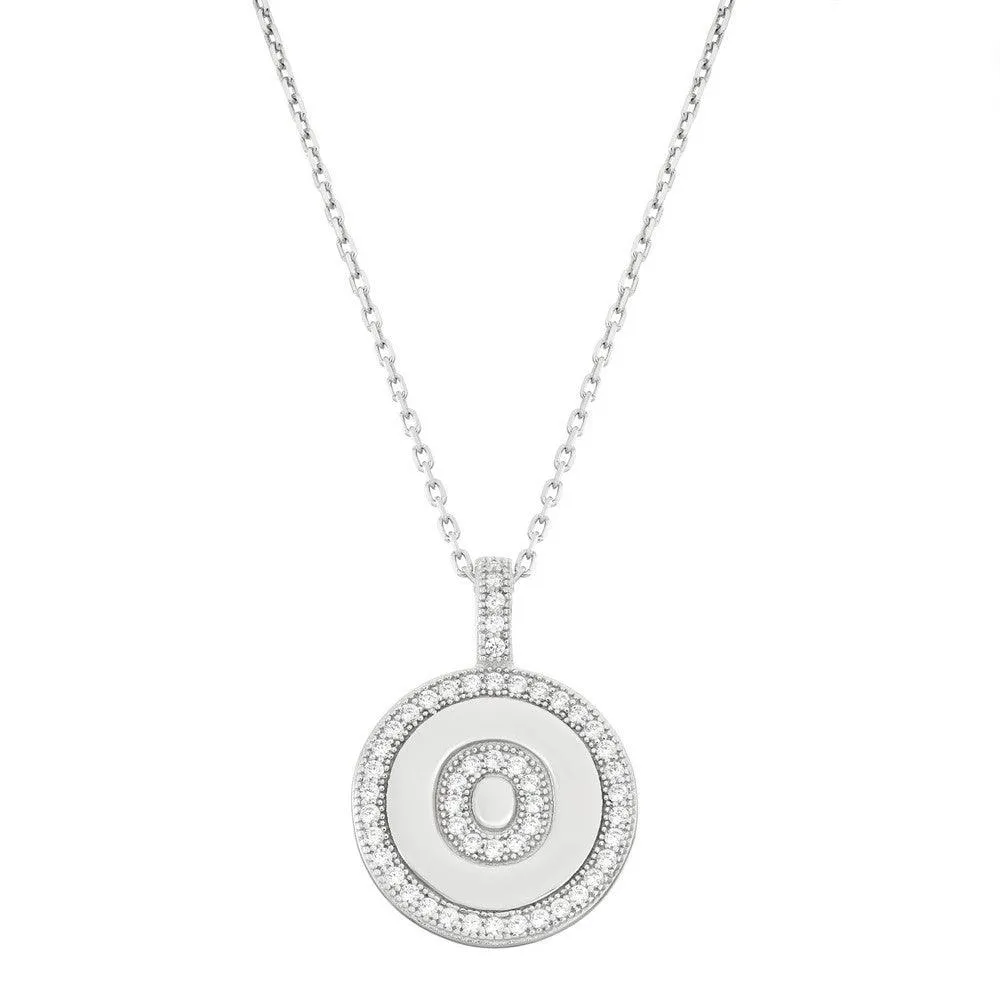 Sterling Silver Micro Pave Circle "O" Pendant Chain