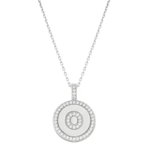 Sterling Silver Micro Pave Circle "O" Pendant Chain