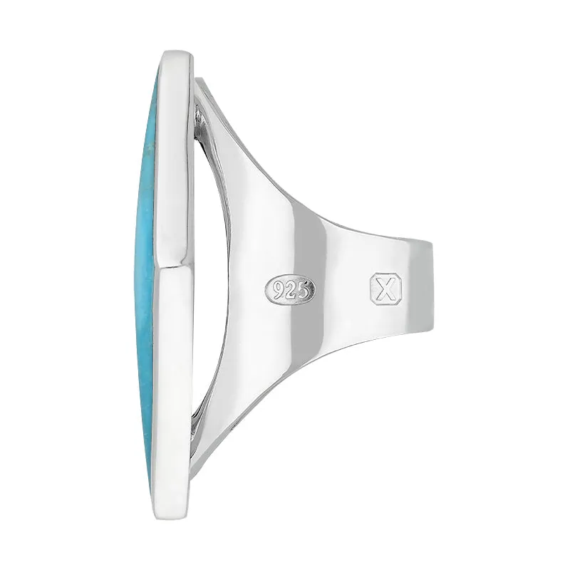 Sterling Silver Turquoise Hallmark Large Rhombus Ring