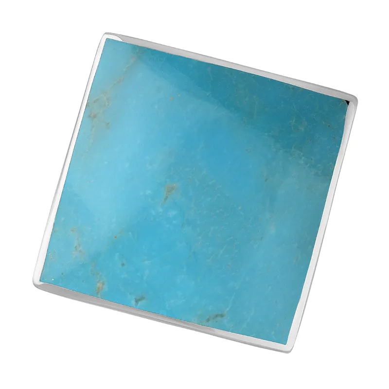 Sterling Silver Turquoise Hallmark Large Rhombus Ring