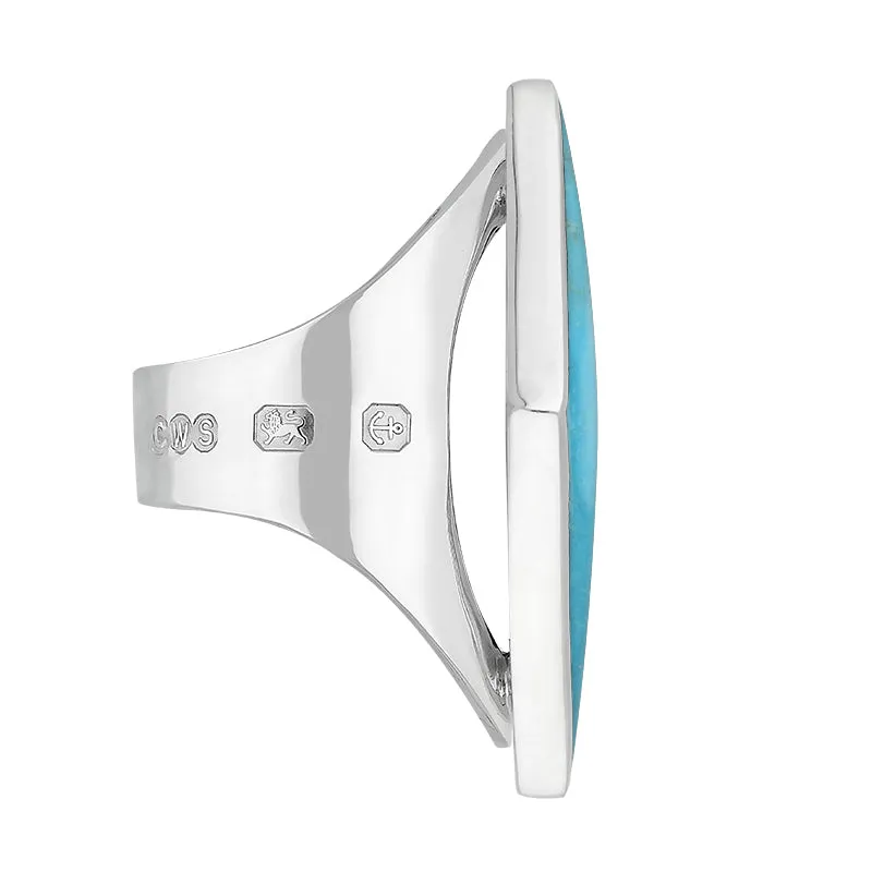 Sterling Silver Turquoise Hallmark Large Rhombus Ring