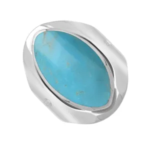 Sterling Silver Turquoise Hallmark Medium Oval Ring