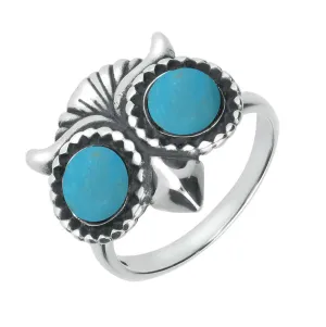Sterling Silver Turquoise Owl Eyes Ring