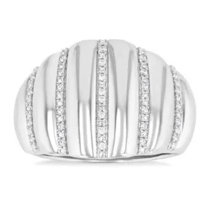 Sterling Silver Wide Band Diamond Ring