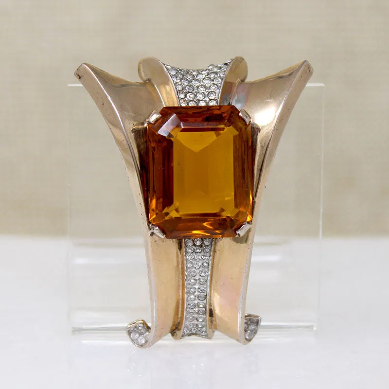 Stunning Gilded Silver Retro Clip by Alfred Philippe for Trifari