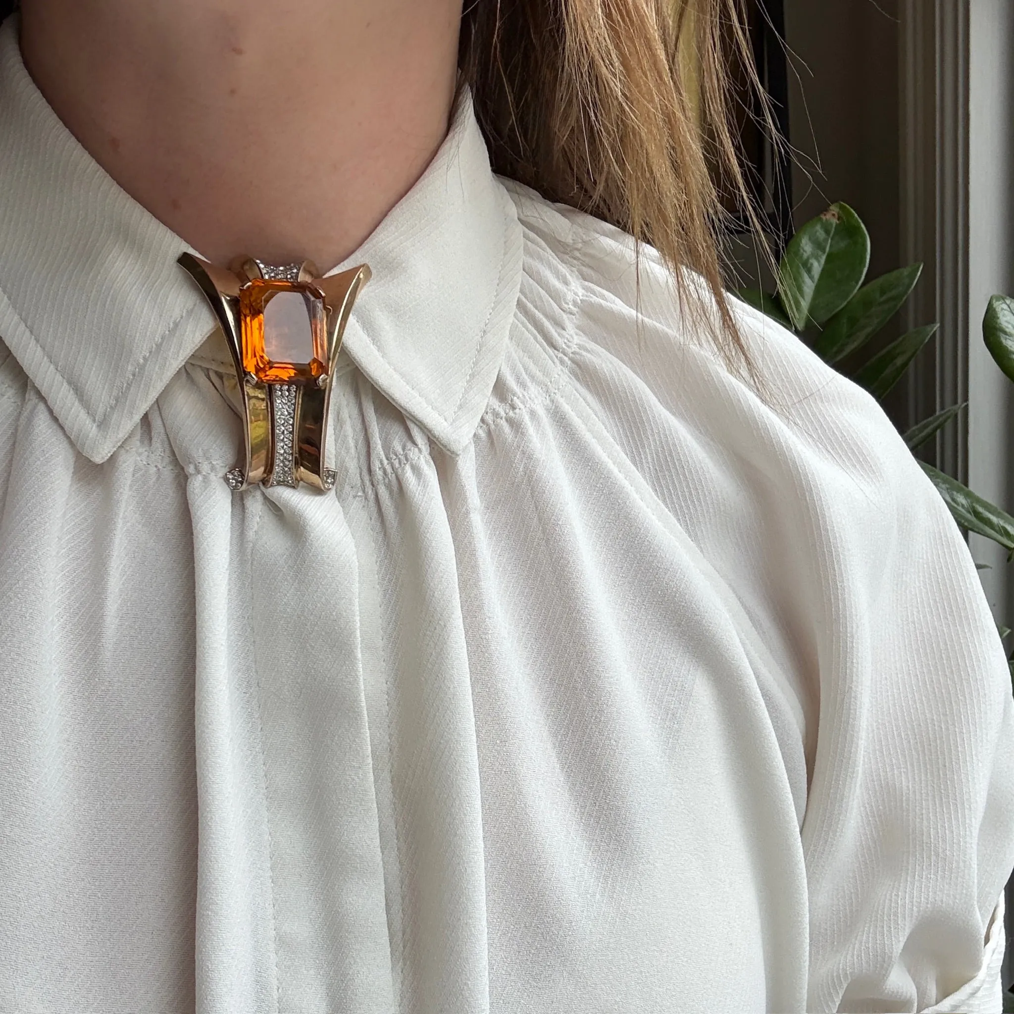 Stunning Gilded Silver Retro Clip by Alfred Philippe for Trifari