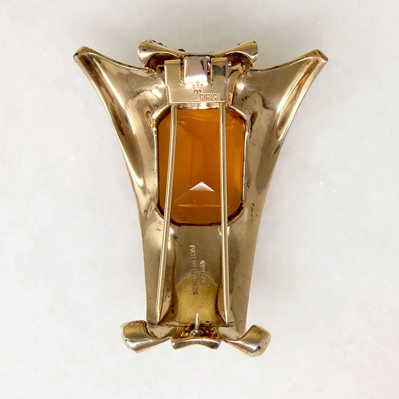 Stunning Gilded Silver Retro Clip by Alfred Philippe for Trifari