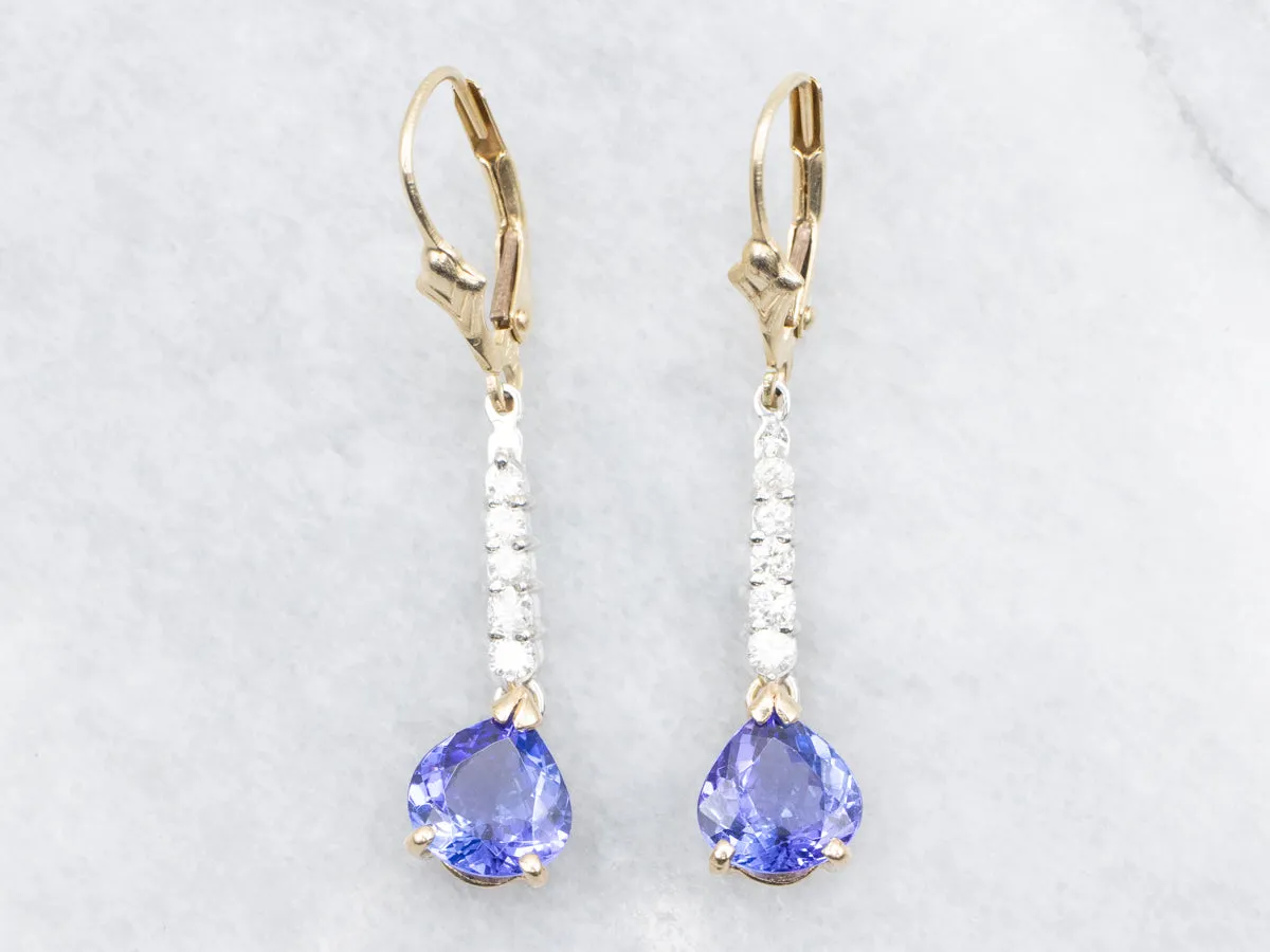 Stunning Tanzanite and Diamond Drop Earrings
