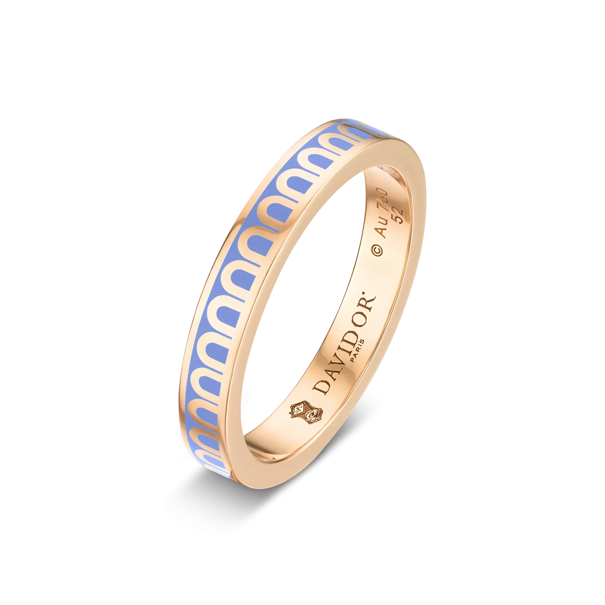 Sur-Mesure L'Arc de DAVIDOR Ring PM, 18k Rose Gold with Hortensia Lacquered Ceramic