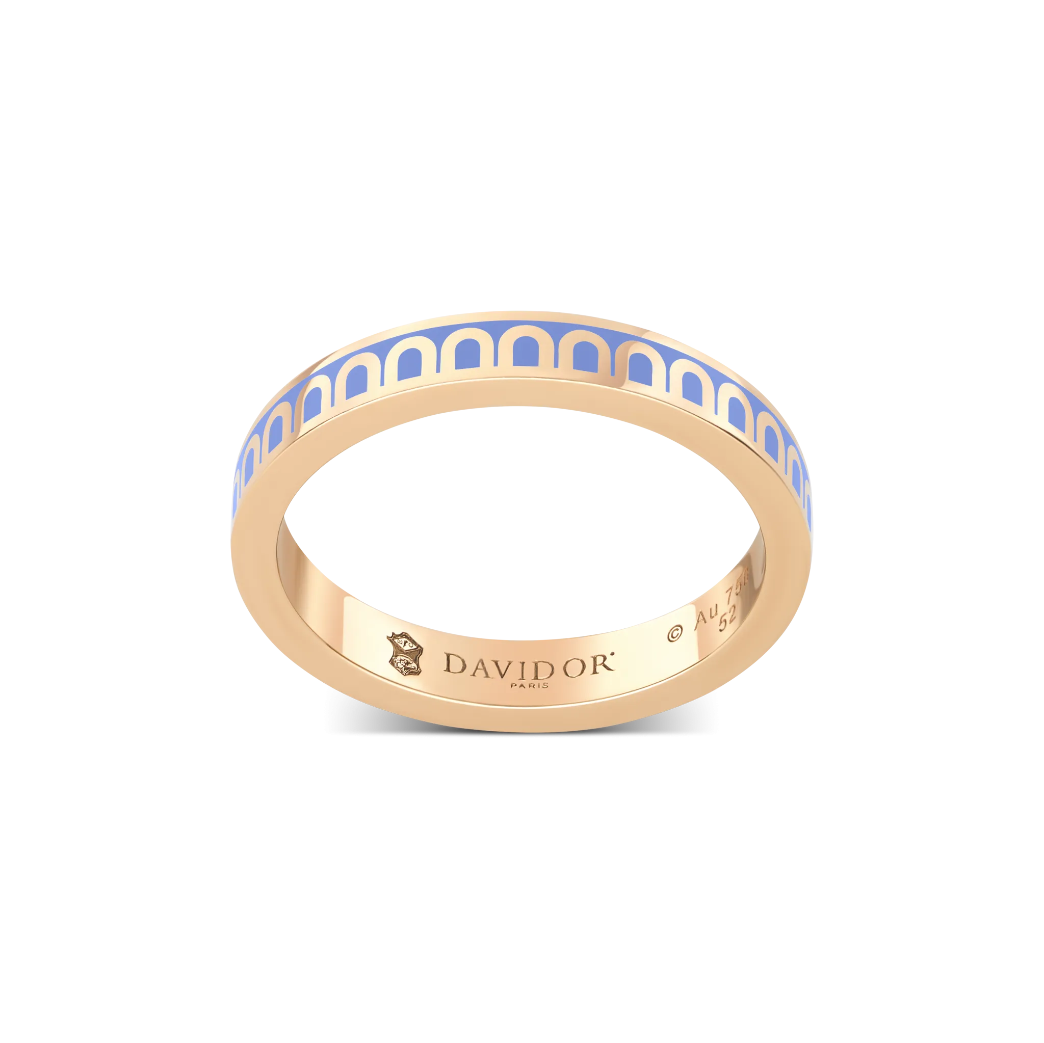 Sur-Mesure L'Arc de DAVIDOR Ring PM, 18k Rose Gold with Hortensia Lacquered Ceramic