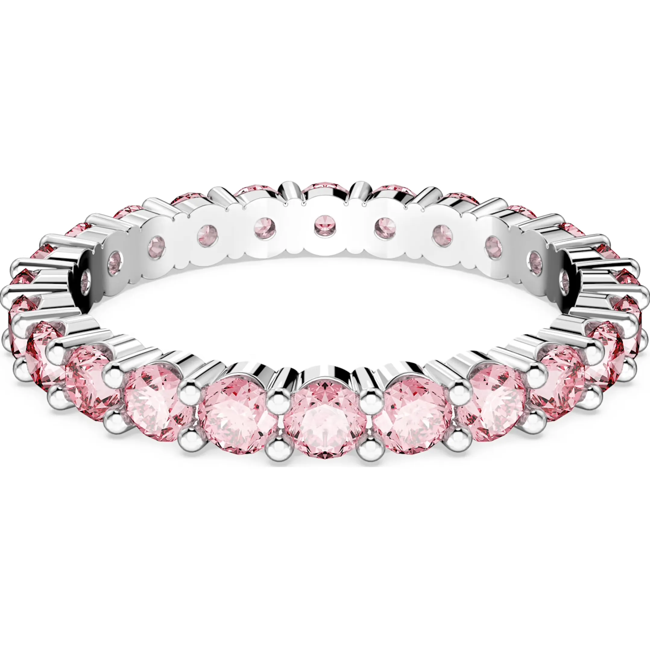 Swarovski Matrix Rhodium Plated Pink Crystal Ring 52