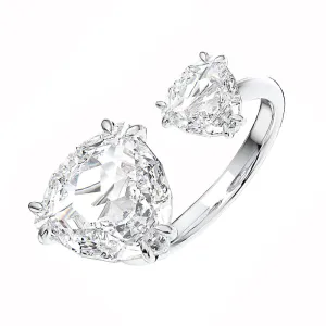 Swarovski Millenia Rhodium Plated White Crystal Trilliant Cut Ring Size 55