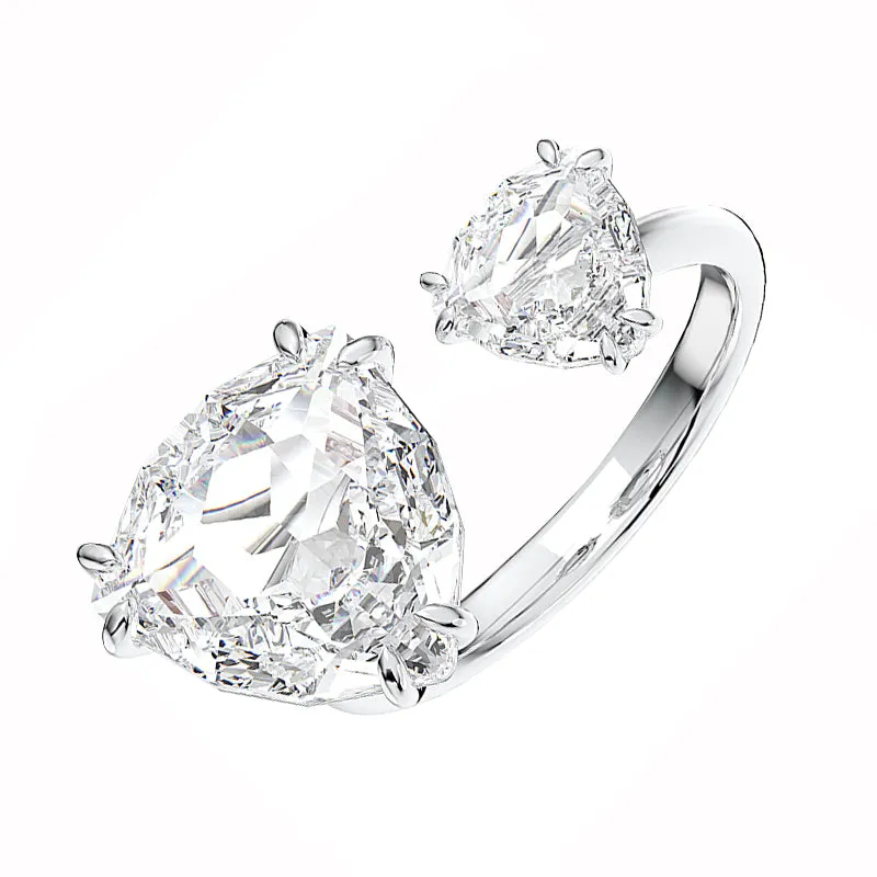 Swarovski Millenia Rhodium Plated White Crystal Trilliant Cut Ring Size 55