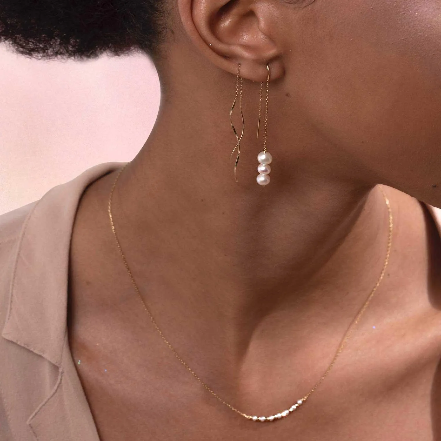 Swirly Threader Earring 18k Gold - sold by piece