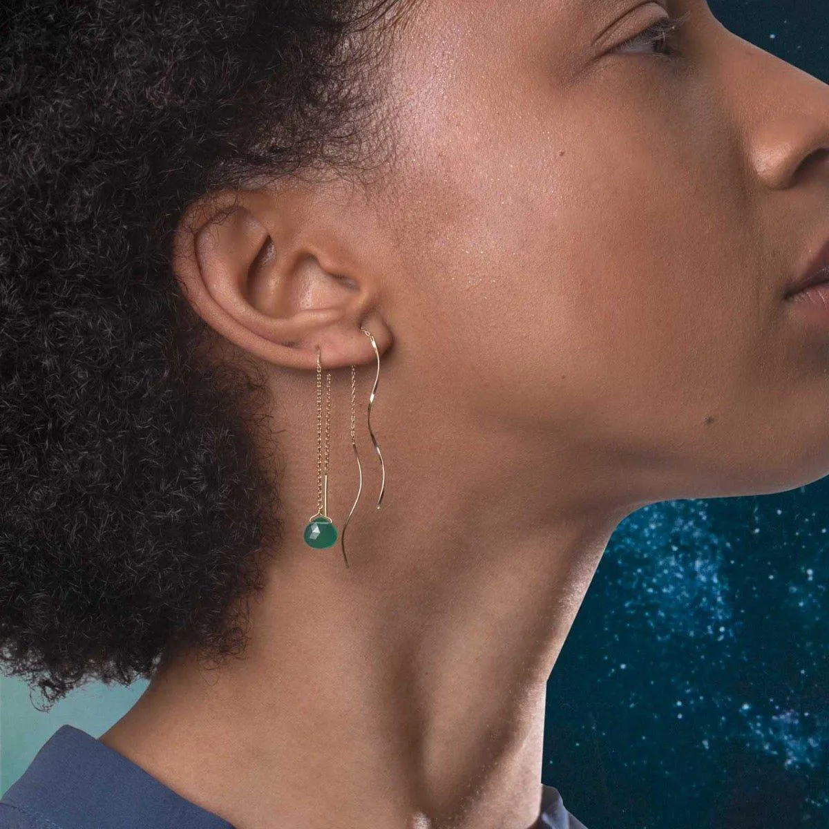 Swirly Threader Earring 18k Gold - sold by piece