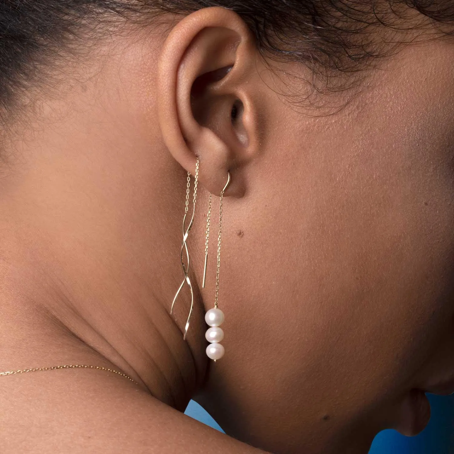 Swirly Threader Earring 18k Gold - sold by piece
