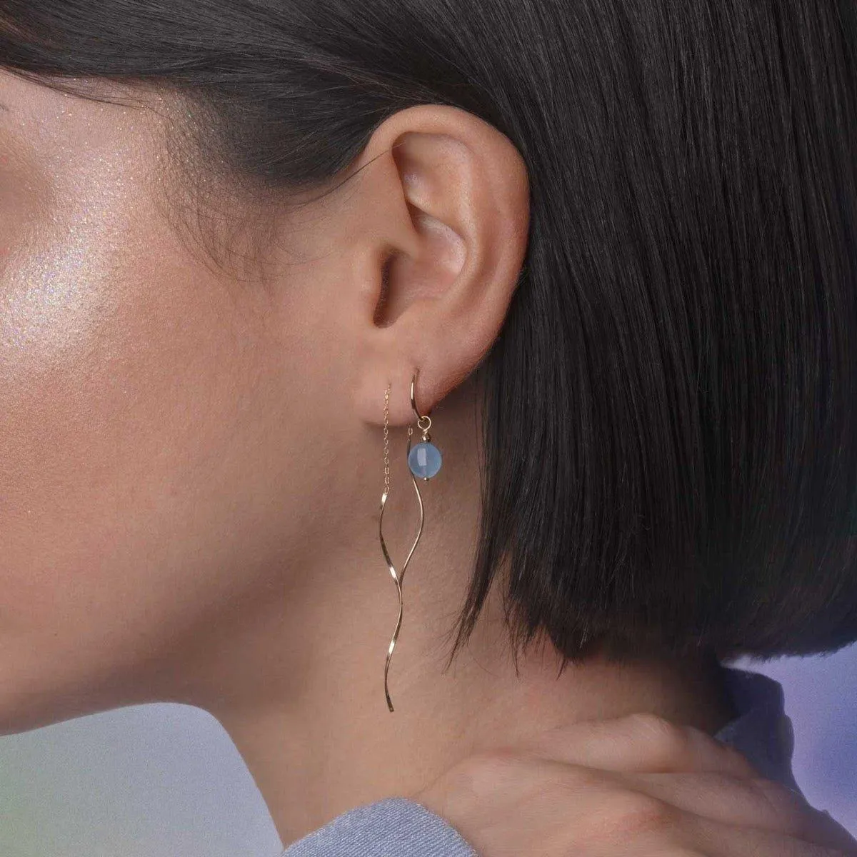 Swirly Threader Earring 18k Gold - sold by piece