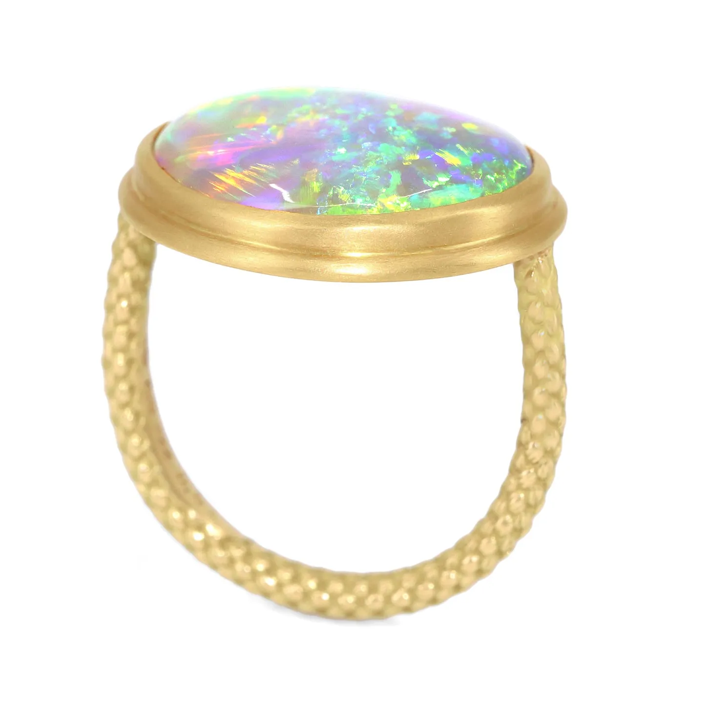 Talkative Lightning Ridge Crystal Opal Gold One of a Kind Ring