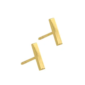 Tarnish Resistant 14k Gold Plated Bar Studs