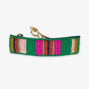 Theresa Mixed Vertical Stripes Beaded Hair Barrette Rio