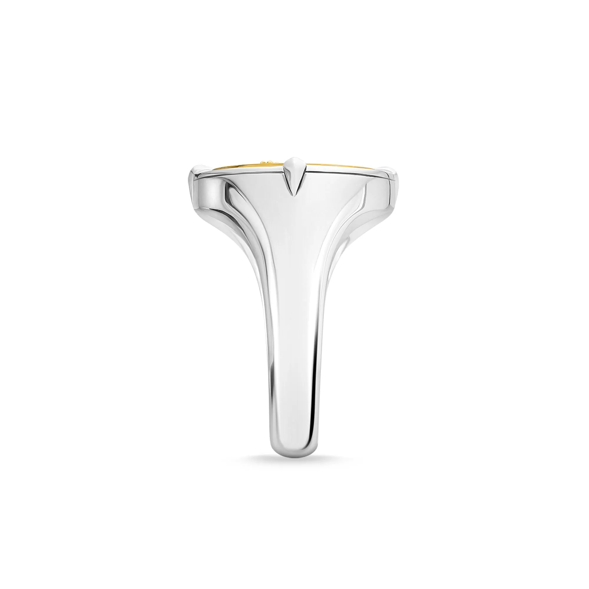 Thomas Sabo Rebel At Heart Sterling Silver Yellow Gold Plated Black CZ Signet Ring
