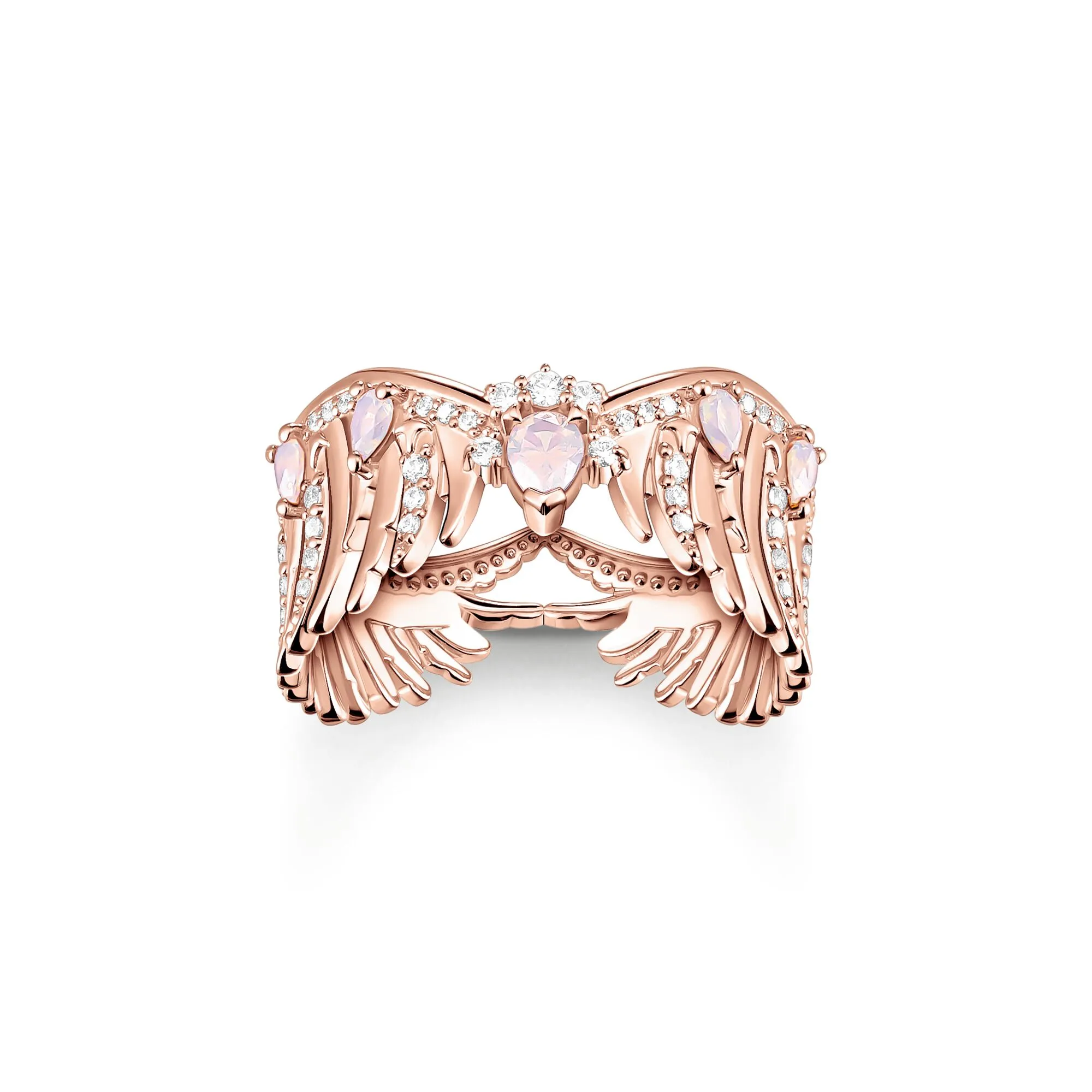 Thomas Sabo Rose Gold Plated Sterling Silver Phoenix Wing Pink Stones Ring D