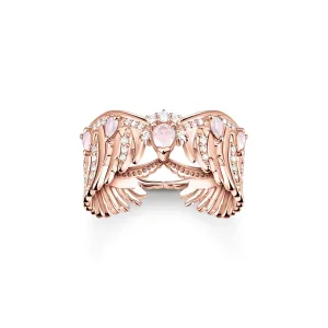 Thomas Sabo Rose Gold Plated Sterling Silver Phoenix Wing Pink Stones Ring D