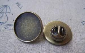 Tie Tack Clutch Lapel Pin Brooch 20mm Bezel Set of 10 A4928