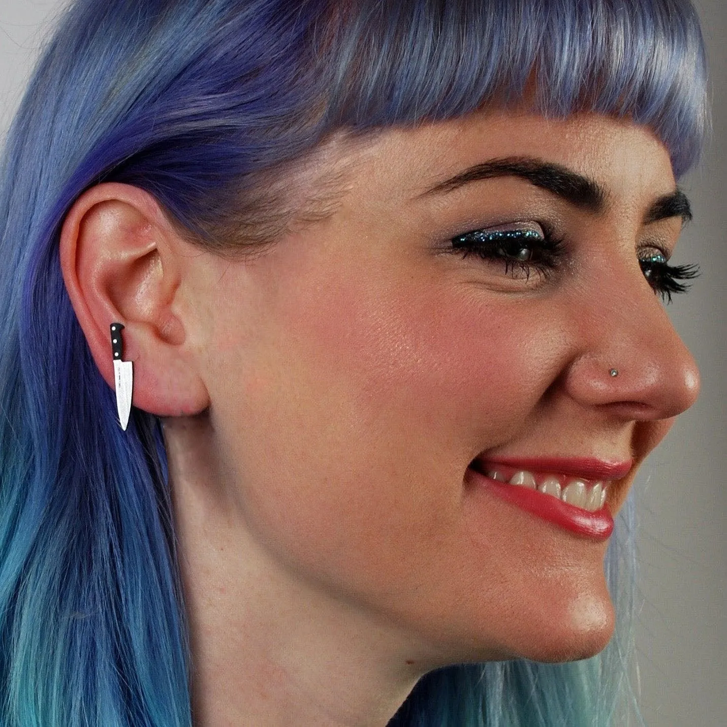 Tiny 1?? Chef's Knife Earrings in Silver