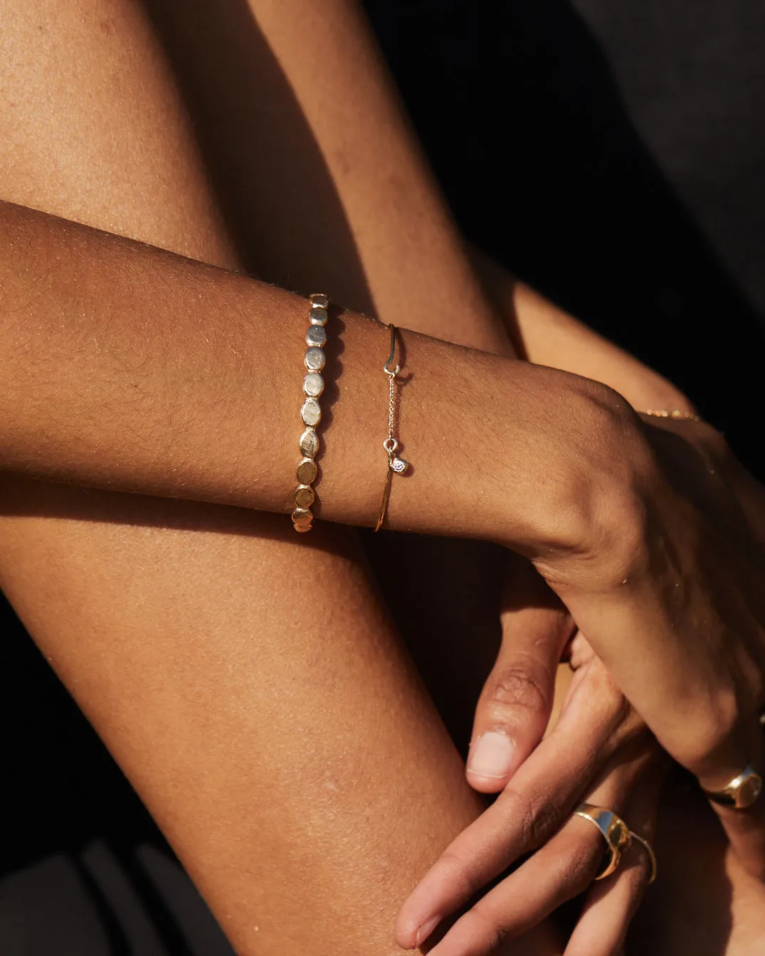 Tiny Birthstone Weave Bracelet | Yellow Gold