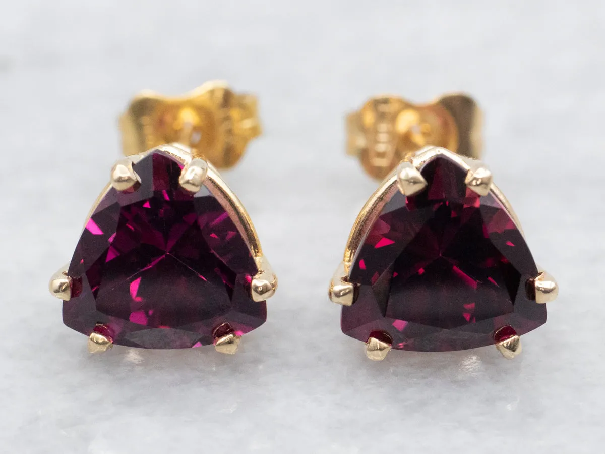 Trillion Cut Pink Tourmaline Stud Earrings