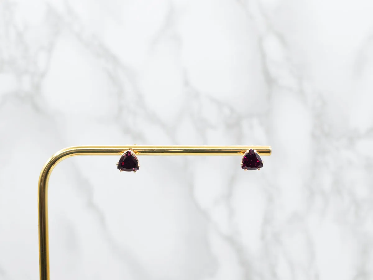 Trillion Cut Pink Tourmaline Stud Earrings