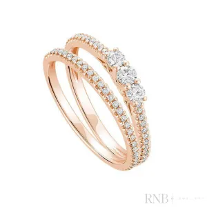 Trinity and Semi Eternity Diamond Ring Set