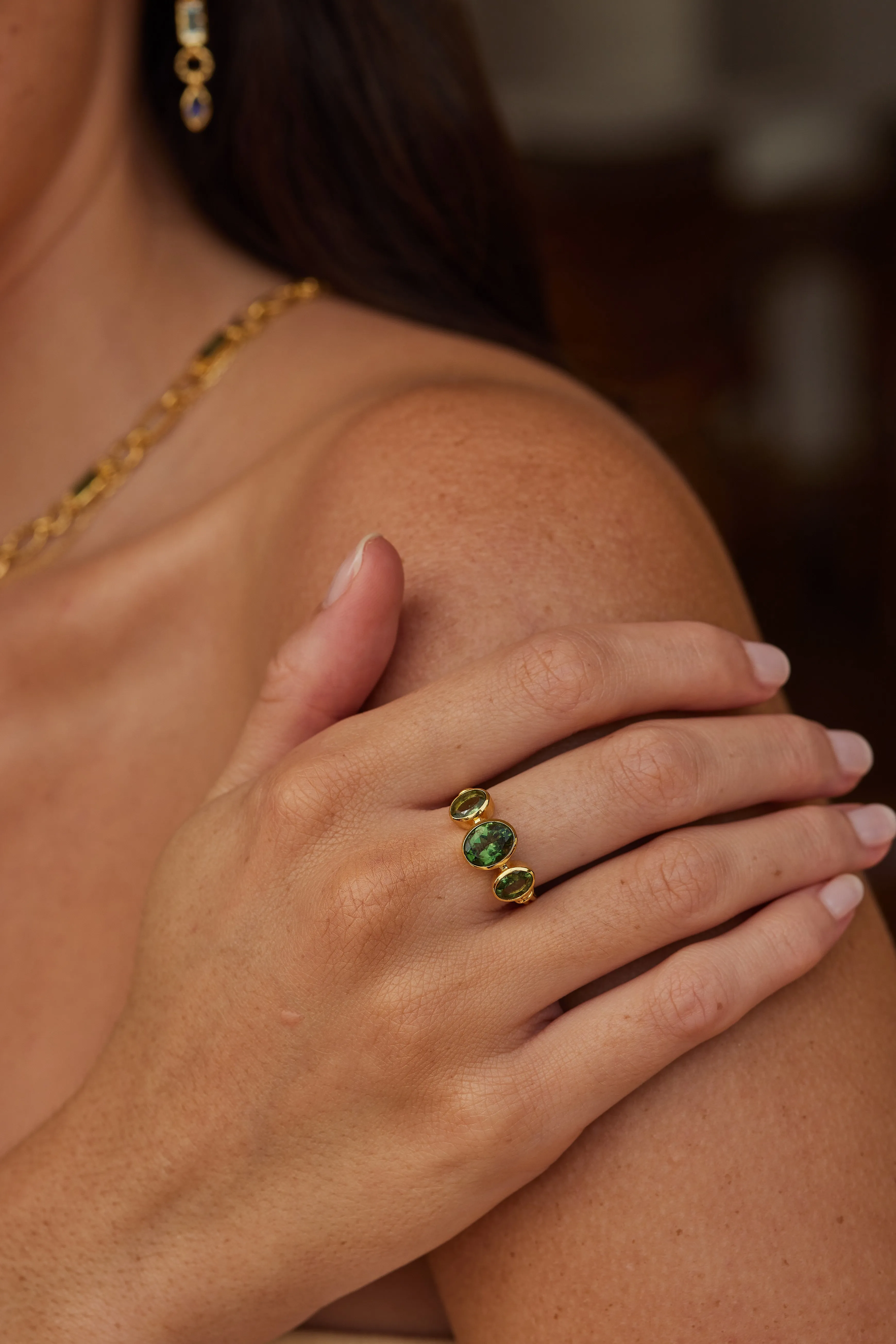 Trinity Apatite Gold Ring