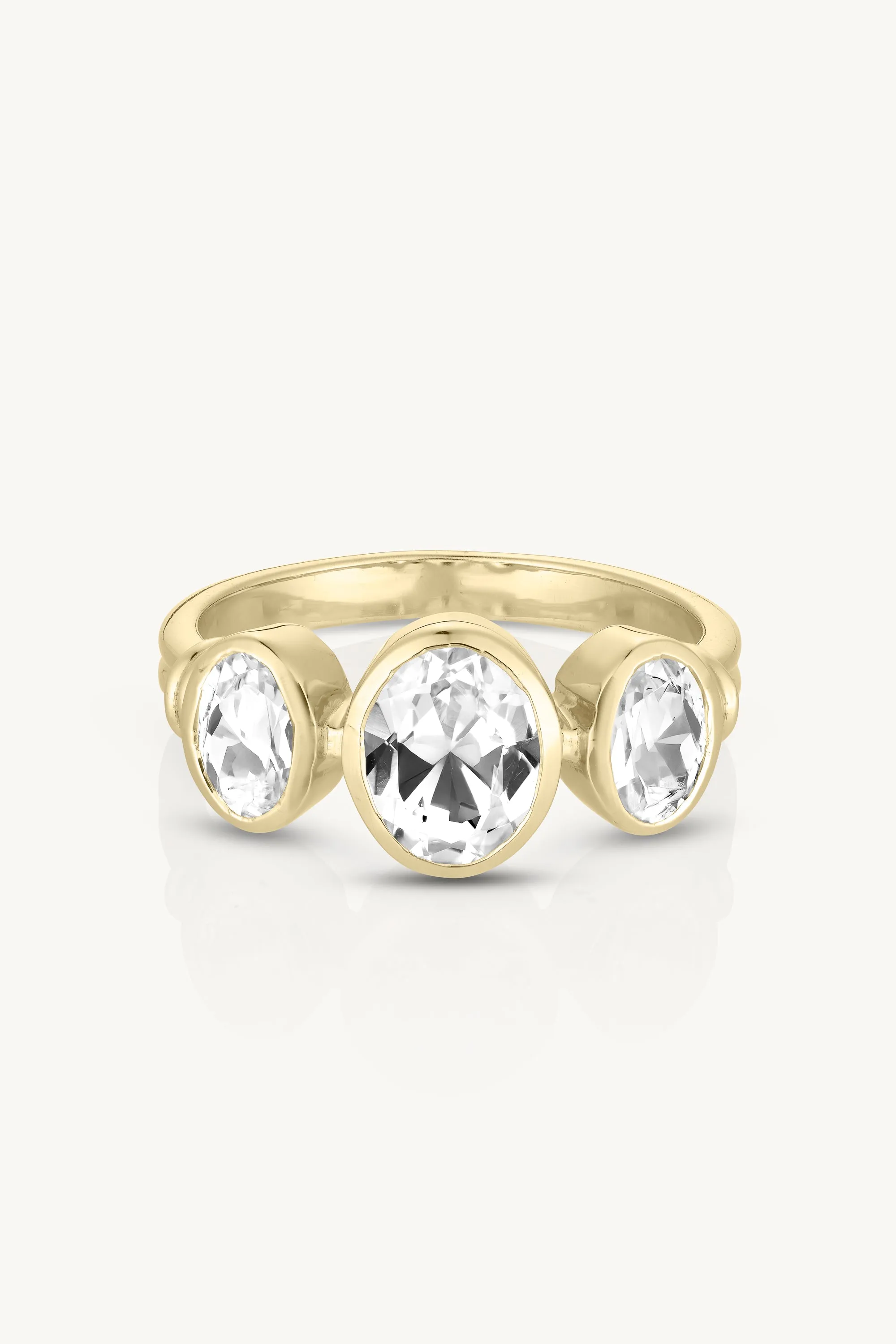 Trinity White Topaz Gold Ring