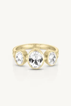 Trinity White Topaz Gold Ring