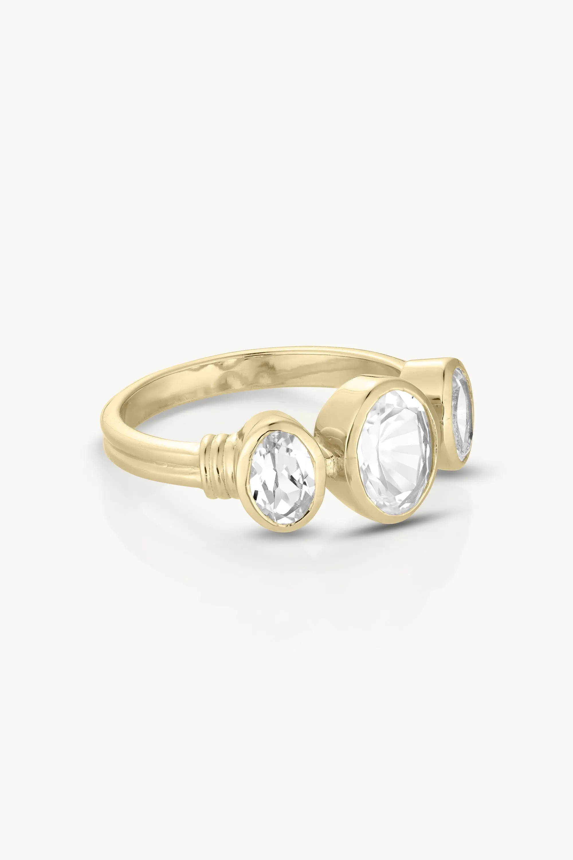 Trinity White Topaz Gold Ring