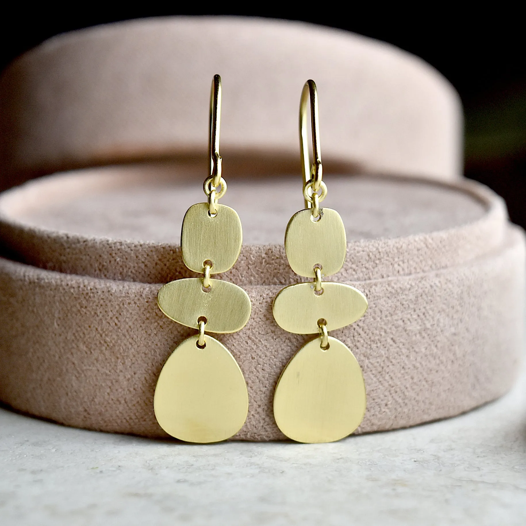 Trio Brushed Drop Earrings