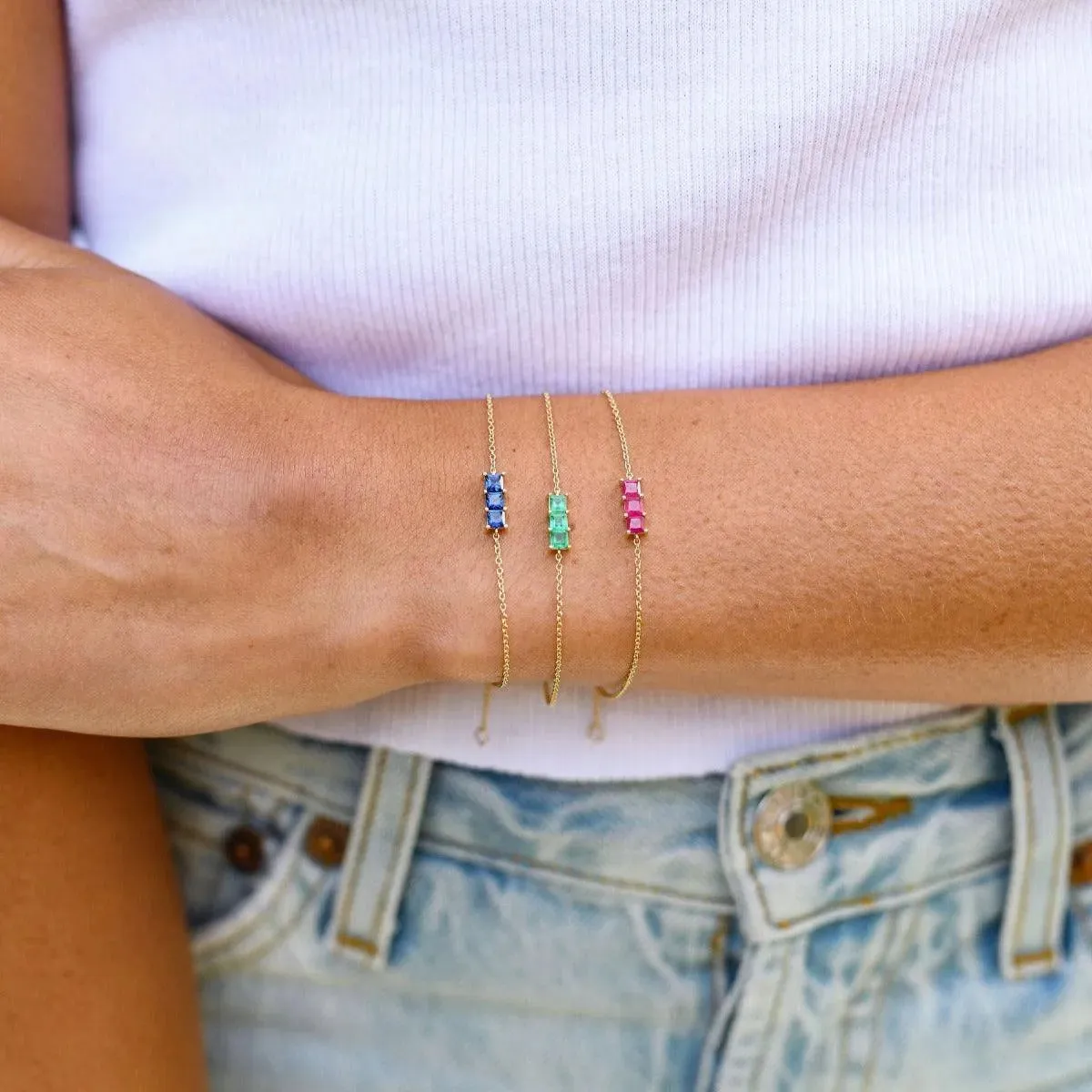 Triple Princess Cut Bracelet